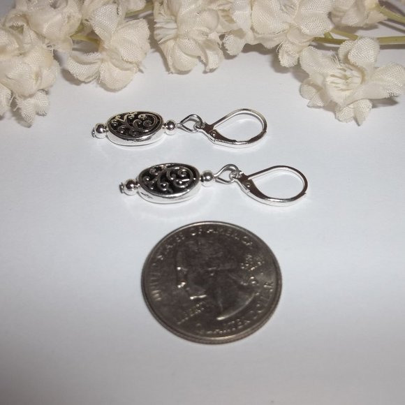 Small Silver Dangle Earring Set Minimalist 6619 - Picture 5 of 9
